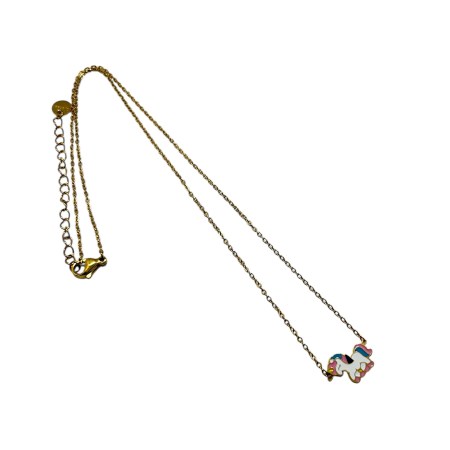 necklace steel gold unicorn1